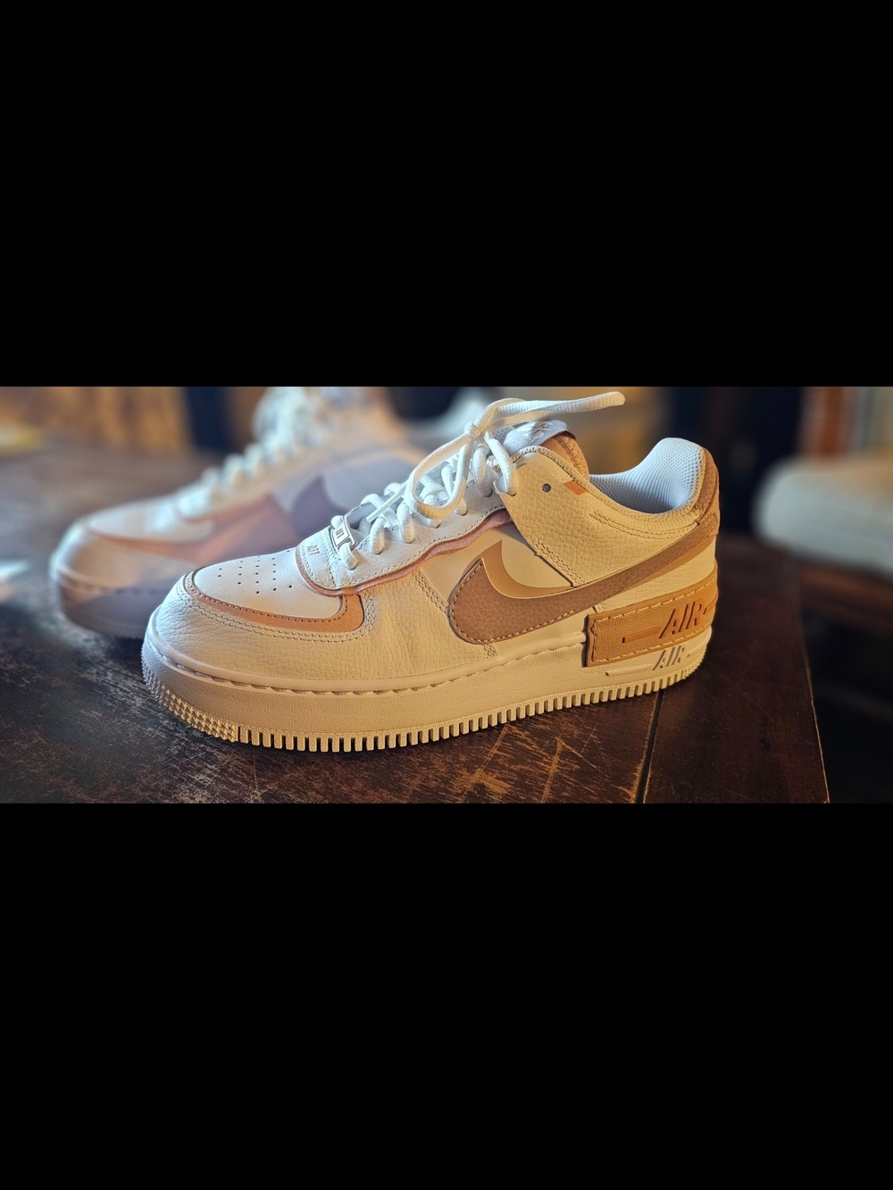 Nike Air Force 1 Low-Top Sneakers in White and Tan